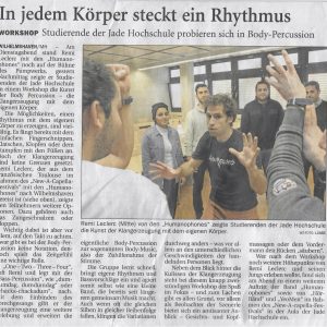 ARTICLE DE PRESSE WORKSHOP REMI LECLERC ALLEMAGNE WILSHEMHAVEN 2017