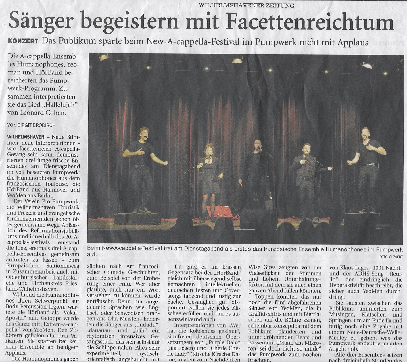 ARTICLE DE PRESSE CORPUS ALLEMAGNE WILSHEMHAVEN 2017